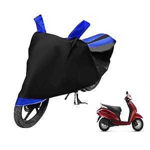 euro care scooty cover compatible with activa 125 heatproof mirror pocket dustproof belt amp buckle activa scooty cover - 1 unit black-blue
