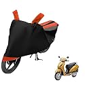 Euro Care Scooty Cover Compatible with Activa 6G, Heatproof, Mirror Pocket, Dustproof, Belt &amp; Buckle, Activa Scooty Cover - 1 Unit, Black-Orange