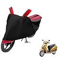 Euro Care Scooty Cover Compatible with Activa 6G, Heatproof, Mirror Pocket, Dustproof, Belt &amp; Buckle, Activa Scooty Cover - 1 Unit, Black-Red