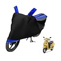 Euro Care Scooty Cover Compatible with Activa 5G, Heatproof, Mirror Pocket, Dustproof, Belt &amp; Buckle, Activa Scooty Cover - 1 Unit, Black-Blue