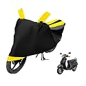Euro Care Scooty Cover Compatible with Activa, Heatproof, Mirror Pocket, Dustproof, Belt &amp; Buckle, Activa Scooty Cover - 1 Unit, Black-Yellow