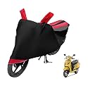Euro Care Scooty Cover Compatible with Activa 5G, Heatproof, Mirror Pocket, Dustproof, Belt &amp; Buckle, Activa Scooty Cover - 1 Unit, Black-Red