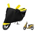 Euro Care Scooty Cover Compatible with Activa i, Heatproof, Mirror Pocket, Dustproof, Belt &amp; Buckle, Activa Scooty Cover - 1 Unit, Black-Yellow