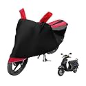 Euro Care Scooty Cover Compatible with Activa, Heatproof, Mirror Pocket, Dustproof, Belt &amp; Buckle, Activa Scooty Cover - 1 Unit, Black-Red