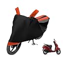 Euro Care Scooty Cover Compatible with Activa 125, Heatproof, Mirror Pocket, Dustproof, Belt &amp; Buckle, Activa Scooty Cover - 1 Unit, Black-Orange