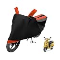 Euro Care Scooty Cover Compatible with Activa 5G, Heatproof, Mirror Pocket, Dustproof, Belt &amp; Buckle, Activa Scooty Cover - 1 Unit, Black-Orange