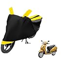 Euro Care Scooty Cover Compatible with Activa 6G, Heatproof, Mirror Pocket, Dustproof, Belt &amp; Buckle, Activa Scooty Cover - 1 Unit, Black-Yellow