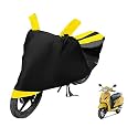 Euro Care Scooty Cover Compatible with Activa 5G, Heatproof, Mirror Pocket, Dustproof, Belt &amp; Buckle, Activa Scooty Cover - 1 Unit, Black-Yellow