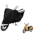 Euro Care Scooty Cover Compatible with Activa 6G, Heatproof, Mirror Pocket, Dustproof, Belt &amp; Buckle, Activa Scooty Cover - 1 Unit, Black-White