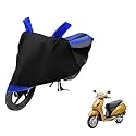 Euro Care Scooty Cover Compatible with Activa 6G, Heatproof, Mirror Pocket, Dustproof, Belt &amp; Buckle, Activa Scooty Cover - 1 Unit, Black-Blue
