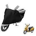Euro Care Scooty Cover Compatible with Activa 6G, Heatproof, Mirror Pocket, Dustproof, Belt &amp; Buckle, Activa Scooty Cover - 1 Unit, Black-Silver