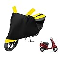 Euro Care Scooty Cover Compatible with Activa 125, Heatproof, Mirror Pocket, Dustproof, Belt &amp; Buckle, Activa Scooty Cover - 1 Unit, Black-Yellow