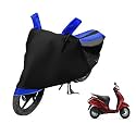 Euro Care Scooty Cover Compatible with Activa 125, Heatproof, Mirror Pocket, Dustproof, Belt &amp; Buckle, Activa Scooty Cover - 1 Unit, Black-Blue