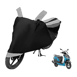 euro care scooty cover compatible with yamaha alpha heatproof mirror pocket dustproof belt amp buckle alpha scooty cover - 1 unit black-silver