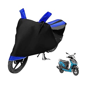 euro care scooty cover compatible with yamaha alpha heatproof mirror pocket dustproof belt amp buckle alpha scooty cover - 1 unit black-blue