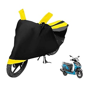 euro care scooty cover compatible with yamaha alpha heatproof mirror pocket dustproof belt amp buckle alpha scooty cover - 1 unit black-yellow