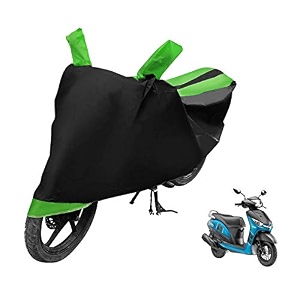 euro care scooty cover compatible with yamaha alpha heatproof mirror pocket dustproof belt amp buckle alpha scooty cover - 1 unit black-green