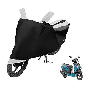 euro care scooty cover compatible with yamaha alpha heatproof mirror pocket dustproof belt amp buckle alpha scooty cover - 1 unit black-white