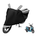 Euro Care Scooty Cover Compatible with Yamaha Alpha, Heatproof, Mirror Pocket, Dustproof, Belt &amp; Buckle, Alpha Scooty Cover - 1 Unit, Black-Silver