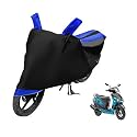 Euro Care Scooty Cover Compatible with Yamaha Alpha, Heatproof, Mirror Pocket, Dustproof, Belt &amp; Buckle, Alpha Scooty Cover - 1 Unit, Black-Blue