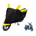 Euro Care Scooty Cover Compatible with Yamaha Alpha, Heatproof, Mirror Pocket, Dustproof, Belt &amp; Buckle, Alpha Scooty Cover - 1 Unit, Black-Yellow