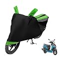 Euro Care Scooty Cover Compatible with Yamaha Alpha, Heatproof, Mirror Pocket, Dustproof, Belt &amp; Buckle, Alpha Scooty Cover - 1 Unit, Black-Green
