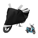 Euro Care Scooty Cover Compatible with Yamaha Alpha, Heatproof, Mirror Pocket, Dustproof, Belt &amp; Buckle, Alpha Scooty Cover - 1 Unit, Black-White