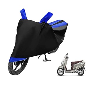euro care scooty cover compatible with aviator heatproof mirror pocket dustproof belt amp buckle aviator scooty cover - 1 unit black-blue
