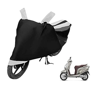 euro care scooty cover compatible with aviator heatproof mirror pocket dustproof belt amp buckle aviator scooty cover - 1 unit black-white