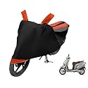 Euro Care Scooty Cover Compatible with Aviator, Heatproof, Mirror Pocket, Dustproof, Belt &amp; Buckle, Aviator Scooty Cover - 1 Unit, Black-Orange
