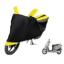 Euro Care Scooty Cover Compatible with Aviator, Heatproof, Mirror Pocket, Dustproof, Belt &amp; Buckle, Aviator Scooty Cover - 1 Unit, Black-Yellow