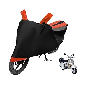 euro care scooty cover compatible with chetak heatproof mirror pocket dustproof belt amp buckle chetak scooty cover - 1 unit black-orange