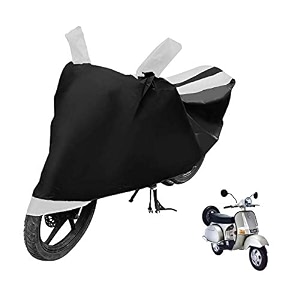 euro care scooty cover compatible with chetak heatproof mirror pocket dustproof belt amp buckle chetak scooty cover - 1 unit black-white