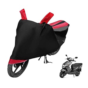euro care scooty cover compatible with dio heatproof mirror pocket dustproof belt amp buckle dio scooty cover - 1 unit black-red