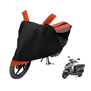 euro care scooty cover compatible with dio heatproof mirror pocket dustproof belt amp buckle dio scooty cover - 1 unit black-orange