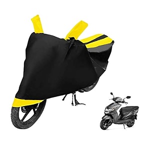 euro care scooty cover compatible with dio heatproof mirror pocket dustproof belt amp buckle dio scooty cover - 1 unit black-yellow