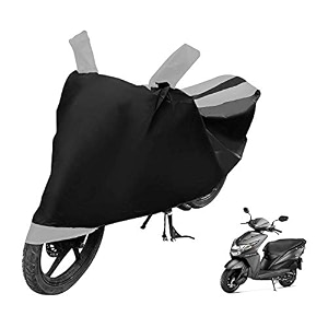 euro care scooty cover compatible with dio heatproof mirror pocket dustproof belt amp buckle dio scooty cover - 1 unit black-silver