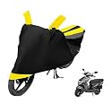 Euro Care Scooty Cover Compatible with Dio, Heatproof, Mirror Pocket, Dustproof, Belt &amp; Buckle, Dio Scooty Cover - 1 Unit, Black-Yellow