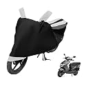 Euro Care Scooty Cover Compatible with Dio, Heatproof, Mirror Pocket, Dustproof, Belt &amp; Buckle, Dio Scooty Cover - 1 Unit, Black-White