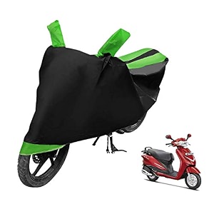 euro care scooty cover compatible with hero duet heatproof mirror pocket dustproof belt amp buckle duet scooty cover - 1 unit black-green