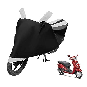 euro care scooty cover compatible with hero duet heatproof mirror pocket dustproof belt amp buckle duet scooty cover - 1 unit black-white