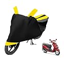 Euro Care Scooty Cover Compatible with Hero Duet, Heatproof, Mirror Pocket, Dustproof, Belt &amp; Buckle, Duet Scooty Cover - 1 Unit, Black-Yellow