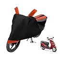 Euro Care Scooty Cover Compatible with Hero Duet, Heatproof, Mirror Pocket, Dustproof, Belt &amp; Buckle, Duet Scooty Cover - 1 Unit, Black-Orange