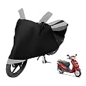 Euro Care Scooty Cover Compatible with Hero Duet, Heatproof, Mirror Pocket, Dustproof, Belt &amp; Buckle, Duet Scooty Cover - 1 Unit, Black-Silver