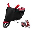 Euro Care Scooty Cover Compatible with Hero Duet, Heatproof, Mirror Pocket, Dustproof, Belt &amp; Buckle, Duet Scooty Cover - 1 Unit, Black-Red