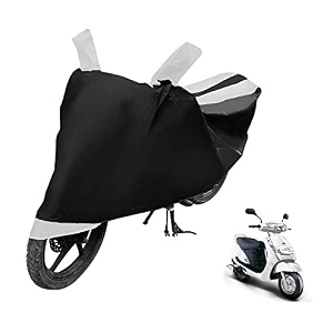 euro care scooty cover compatible with duro 125 heatproof mirror pocket dustproof belt amp buckle duro scooty cover - 1 unit black-white