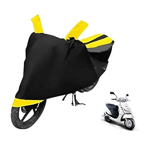 euro care scooty cover compatible with duro 125 heatproof mirror pocket dustproof belt amp buckle duro scooty cover - 1 unit black-yellow