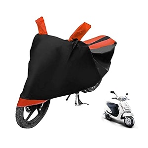 euro care scooty cover compatible with duro 125 heatproof mirror pocket dustproof belt amp buckle duro scooty cover - 1 unit black-orange
