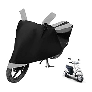 euro care scooty cover compatible with duro 125 heatproof mirror pocket dustproof belt amp buckle duro scooty cover - 1 unit black-silver