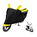 Euro Care Scooty Cover Compatible with Duro 125, Heatproof, Mirror Pocket, Dustproof, Belt &amp; Buckle, Duro Scooty Cover - 1 Unit, Black-Yellow